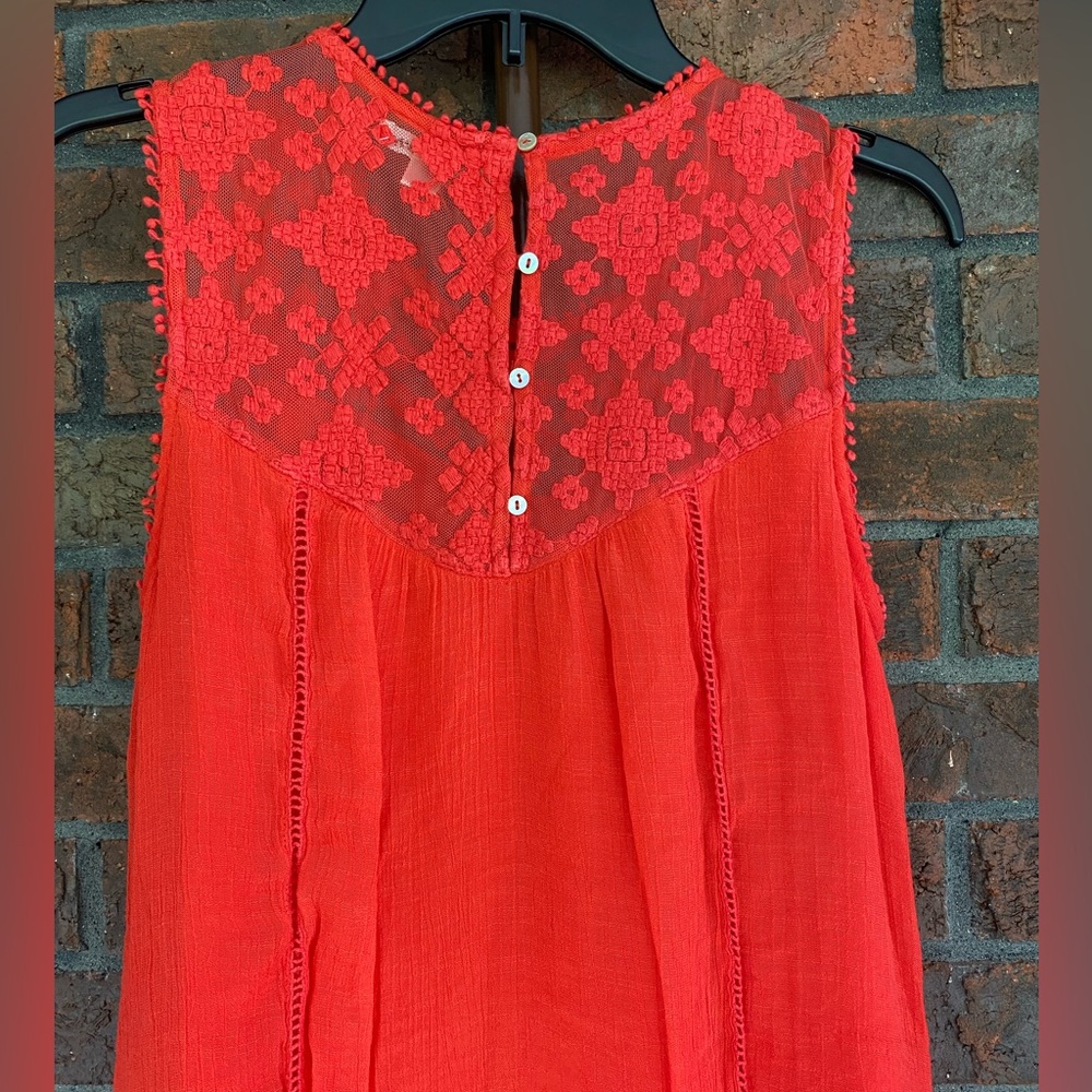 John Paul Richard red yoke lace flowy mini dress size Small - Picture 5 of 5
